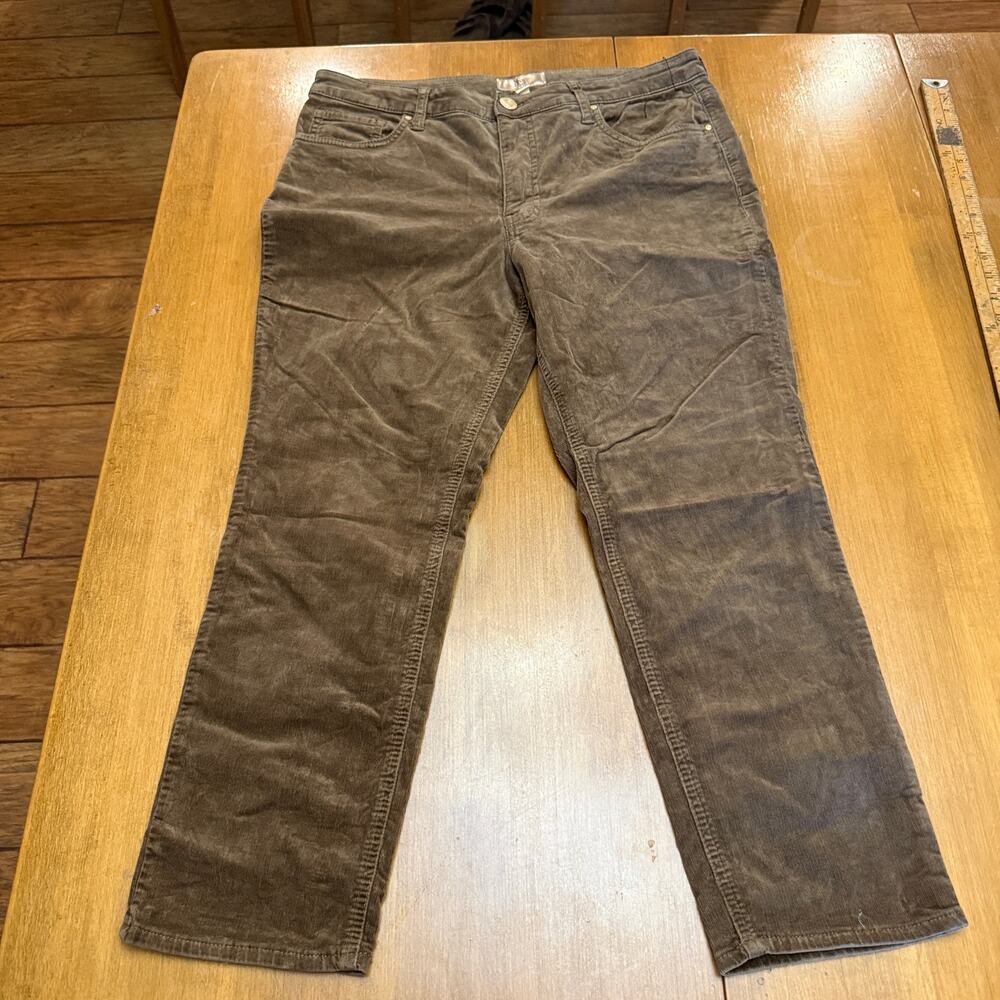 Kut from the Kloth Meg wide-leg brown cords crop pants 10P Fall staple academia